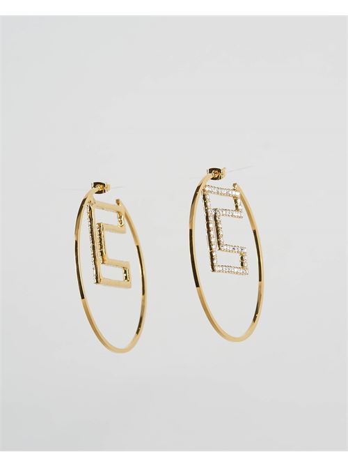 Hoop earrings with rhinestone logo Elisabetta Franchi ELISABETTA FRANCHI | Earrings | OR59M42E2U95